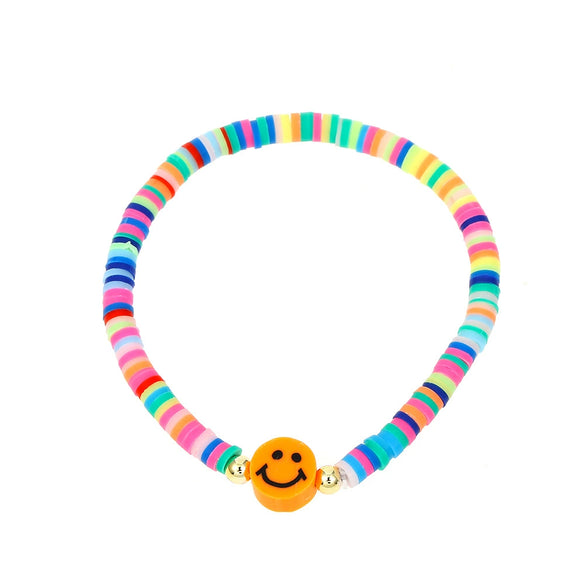 Pottery Smiley Women's Elastic Bracelet With Geometric Pattern And Electroplating