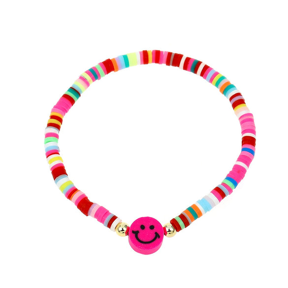 Pottery Smiley Women's Elastic Bracelet With Geometric Pattern And Electroplating