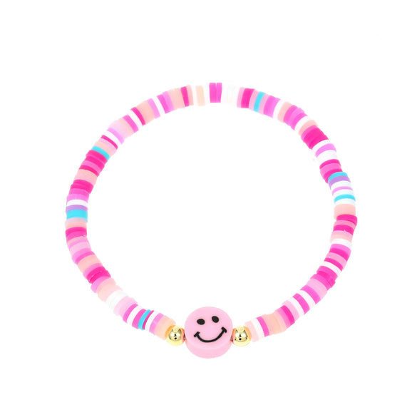 Pottery Smiley Women's Elastic Bracelet With Geometric Pattern And Electroplating