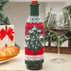 Premium Mink Wool Knitted Christmas Wine Bottle Cover Set With Santa Claus Snowman And Christmas Tree Designs