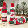 Premium Mink Wool Knitted Christmas Wine Bottle Cover Set With Santa Claus Snowman And Christmas Tree Designs