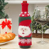 Premium Mink Wool Knitted Christmas Wine Bottle Cover Set With Santa Claus Snowman And Christmas Tree Designs