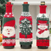 Premium Mink Wool Knitted Christmas Wine Bottle Cover Set With Santa Claus Snowman And Christmas Tree Designs