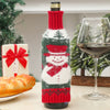 Premium Mink Wool Knitted Christmas Wine Bottle Cover Set With Santa Claus Snowman And Christmas Tree Designs