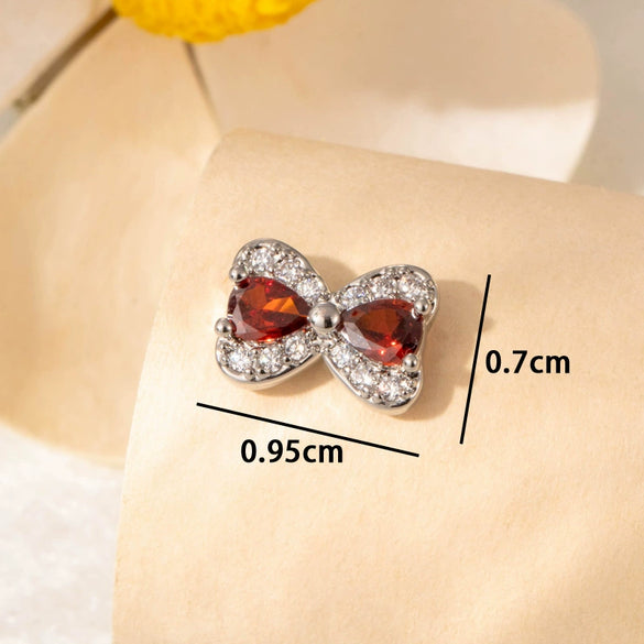 Princess Bow Titanium Steel Inlaid Zircon Earrings For Girls