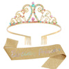 Princess Crystal Crown And Shoulder Strap Set Glitter Cloth Printing