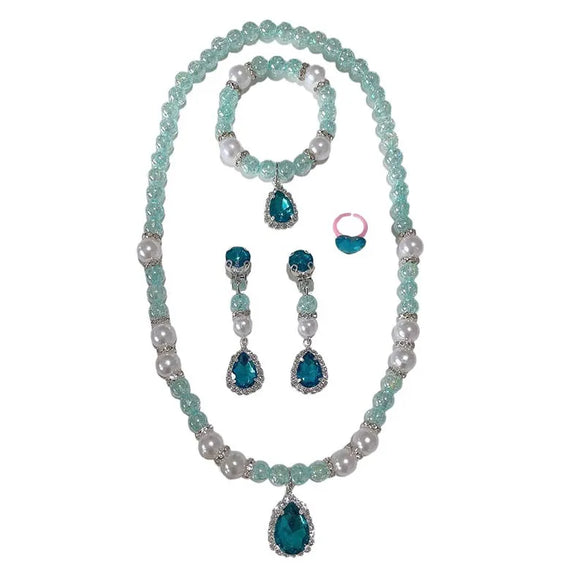 Princess Cute Water Droplets Artificial Crystal Kid'S Bracelets Necklace