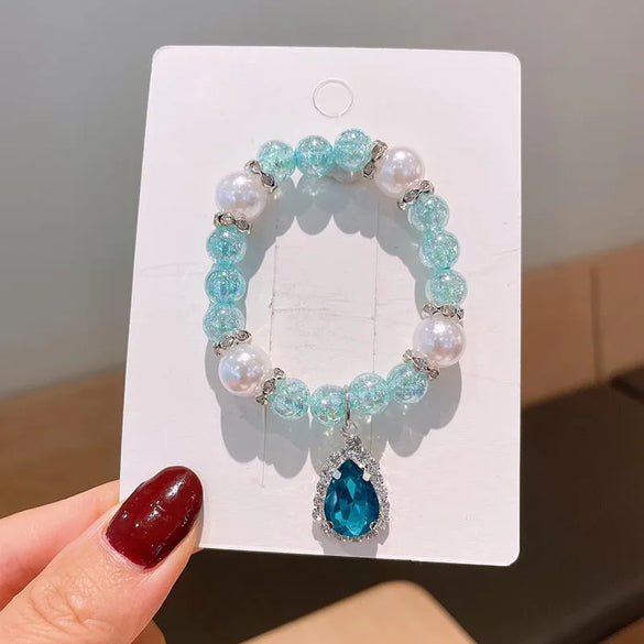 Princess Cute Water Droplets Artificial Crystal Kid'S Bracelets Necklace