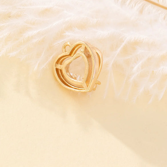 Princess Luxurious Shiny Heart Shape Glass Stone Alloy Wholesale Charms