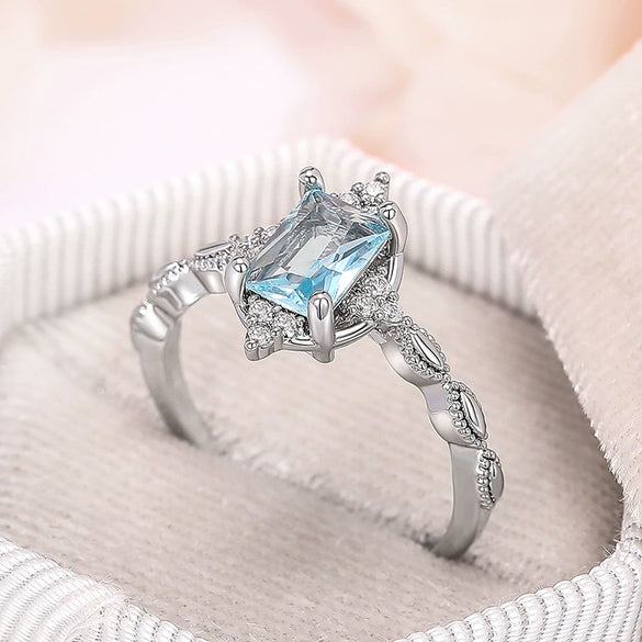 Princess Style Copper Ring With Geometric Design And Zircon Treatment