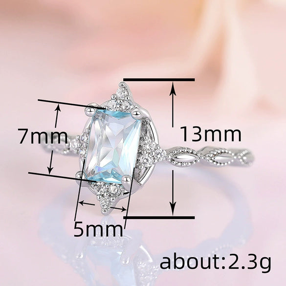 Princess Style Copper Ring With Geometric Design And Zircon Treatment