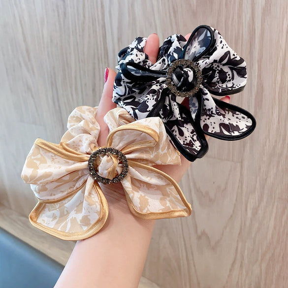 Printed Bow Handmade Cloth Hair Accessories For Girls Hair Ring Head Tie Hair Rope