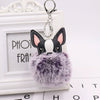 Pu Leather And Plush Puppy Fur Ball Keychain For Car Pendant And Promotional Gifts
