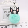 Pu Leather And Plush Puppy Fur Ball Keychain For Car Pendant And Promotional Gifts