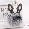 Pu Leather And Plush Puppy Fur Ball Keychain For Car Pendant And Promotional Gifts