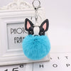 Pu Leather And Plush Puppy Fur Ball Keychain For Car Pendant And Promotional Gifts