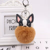 Pu Leather And Plush Puppy Fur Ball Keychain For Car Pendant And Promotional Gifts