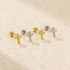 Puncture Earrings S925 Silver Ins Cross Diamond Thread Ear Jewelry Electroplated For Women