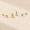 Puncture Earrings S925 Silver Ins Cross Diamond Thread Ear Jewelry Electroplated For Women