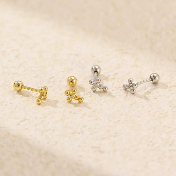 Puncture Earrings S925 Silver Ins Cross Diamond Thread Ear Jewelry Electroplated For Women