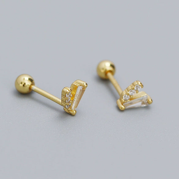 Puncture Earrings 925 Silver Geometric Electroplating Vshaped Screw Ear Nail