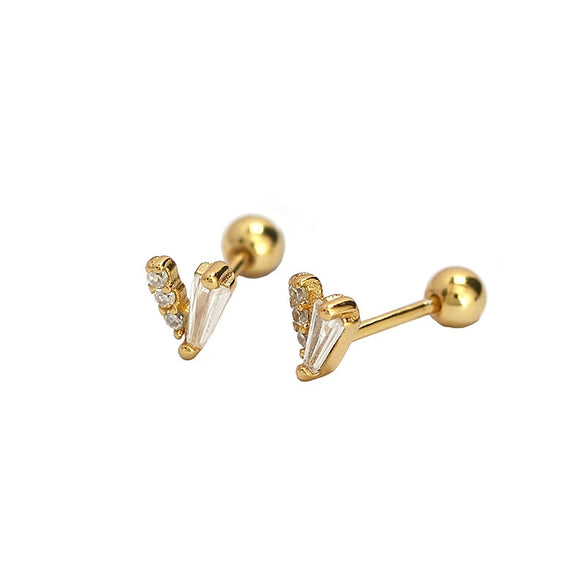 Puncture Earrings 925 Silver Geometric Electroplating Vshaped Screw Ear Nail