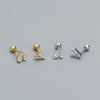 Puncture Earrings 925 Silver Geometric Electroplating Vshaped Screw Ear Nail