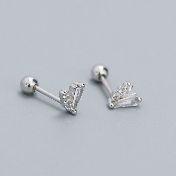 Puncture Earrings 925 Silver Geometric Electroplating Vshaped Screw Ear Nail