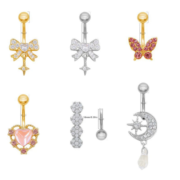 Puncture Jewelry Belly Button Ring Zinc Alloy Heart Shape Unisex