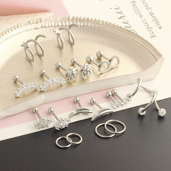 Puncture Jewelry Set Stainless Steel Star Fashion Earrings Ear Clip Ear Nail Cartilage Ear Bone