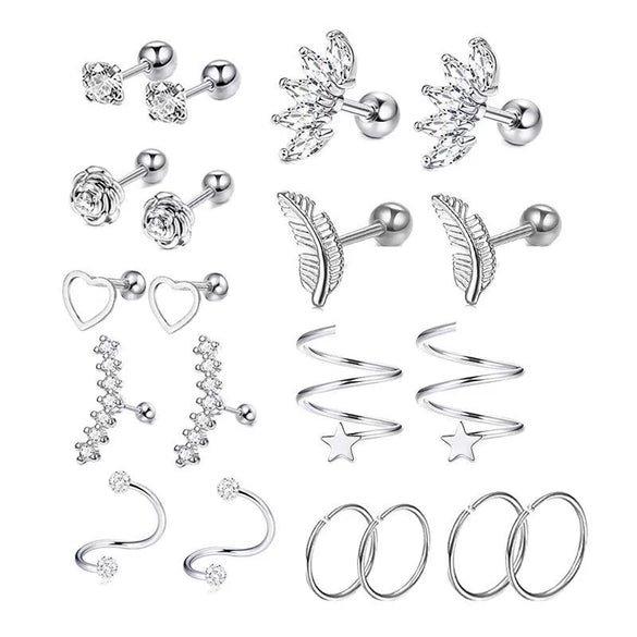 Puncture Jewelry Set Stainless Steel Star Fashion Earrings Ear Clip Ear Nail Cartilage Ear Bone