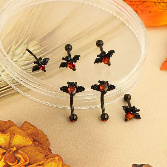 Puncture Jewelry Stainless Steel And Copper Bat Nose Ring Inverted Belly Button Ring Breast Ring Industrial Earrings Geometric Style Electroplated Unisex