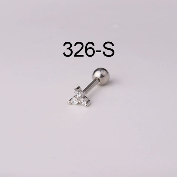 Puncture Jewelry Stainless Steel Ear Nail With Flower Pattern Electroplated