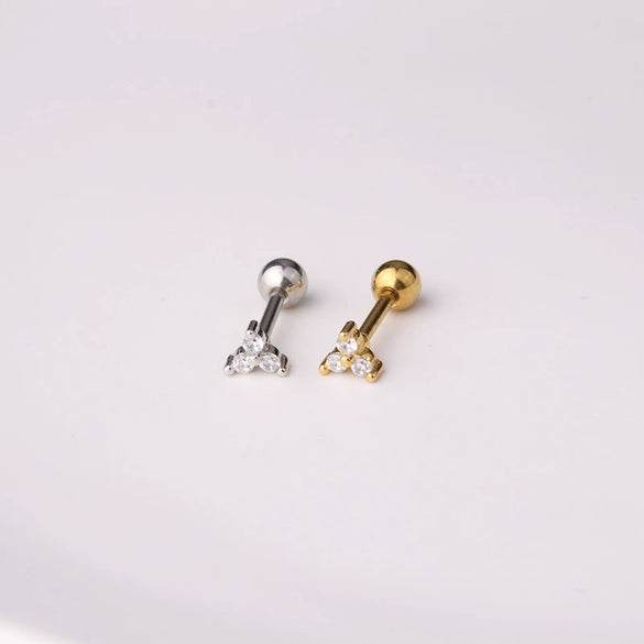 Puncture Jewelry Stainless Steel Ear Nail With Flower Pattern Electroplated