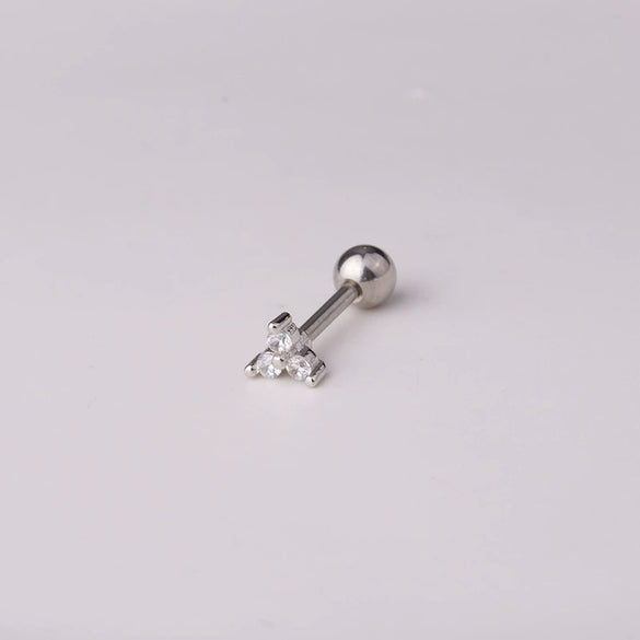Puncture Jewelry Stainless Steel Ear Nail With Flower Pattern Electroplated