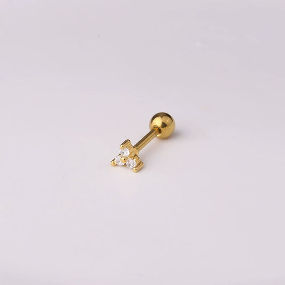Puncture Jewelry Stainless Steel Ear Nail With Flower Pattern Electroplated