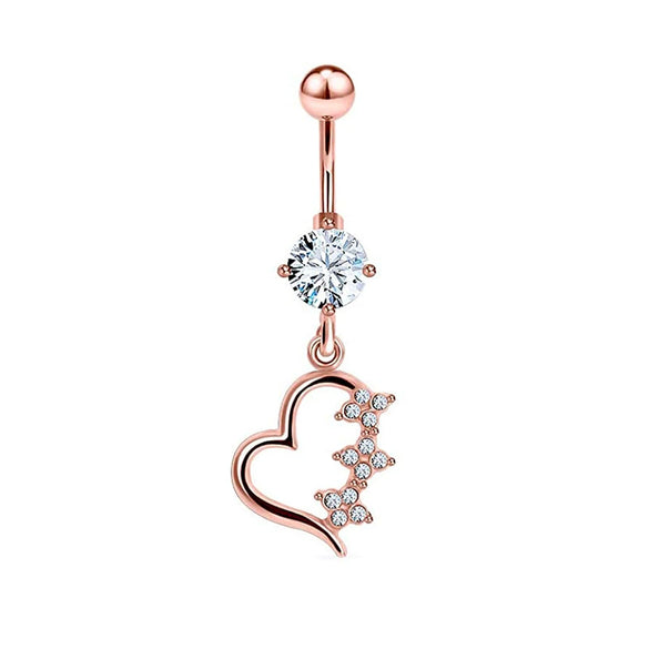 Puncture Jewelry Stainless Steel Geometric Belly Button Ring With Electroplating Treatment And Simple Style Plant Flowers Pattern