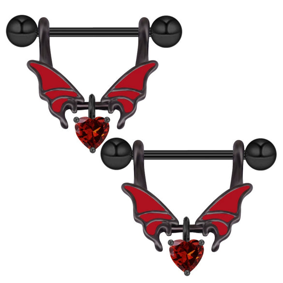 Puncture Jewelry Stainless Steel Heartshaped Electroplated Belly Button Ring Bat Chest Ring Nose Nail Ear Bone Nail