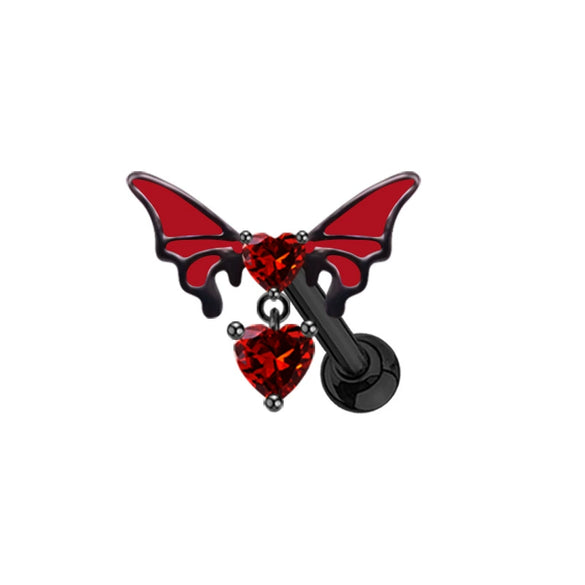 Puncture Jewelry Stainless Steel Heartshaped Electroplated Belly Button Ring Bat Chest Ring Nose Nail Ear Bone Nail