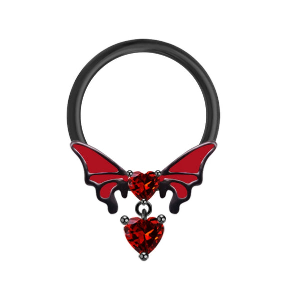Puncture Jewelry Stainless Steel Heartshaped Electroplated Belly Button Ring Bat Chest Ring Nose Nail Ear Bone Nail