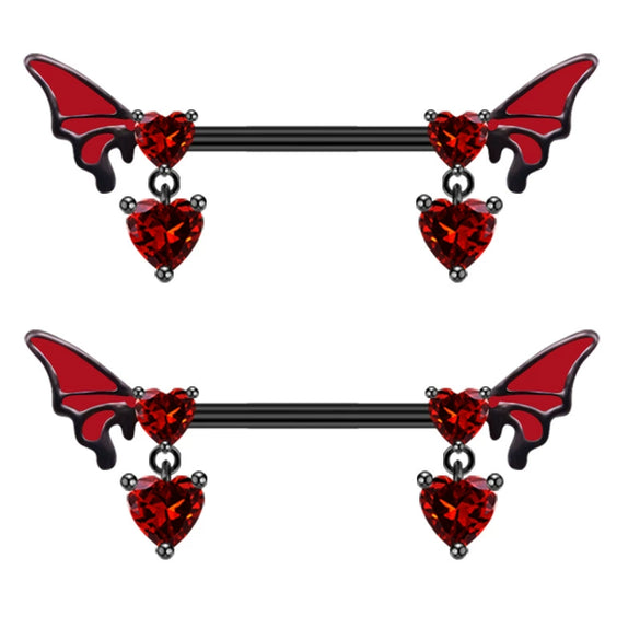 Puncture Jewelry Stainless Steel Heartshaped Electroplated Belly Button Ring Bat Chest Ring Nose Nail Ear Bone Nail