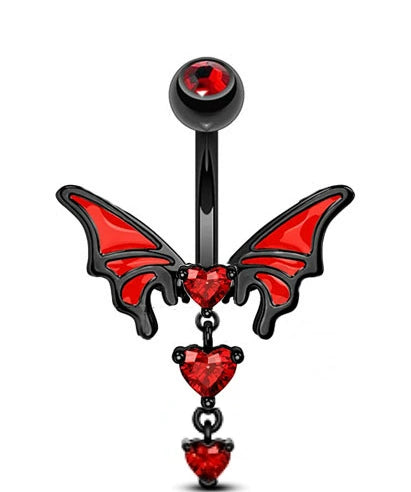 Puncture Jewelry Stainless Steel Heartshaped Electroplated Belly Button Ring Bat Chest Ring Nose Nail Ear Bone Nail