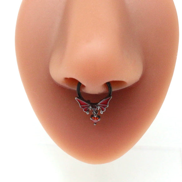 Puncture Jewelry Stainless Steel Heartshaped Electroplated Belly Button Ring Bat Chest Ring Nose Nail Ear Bone Nail