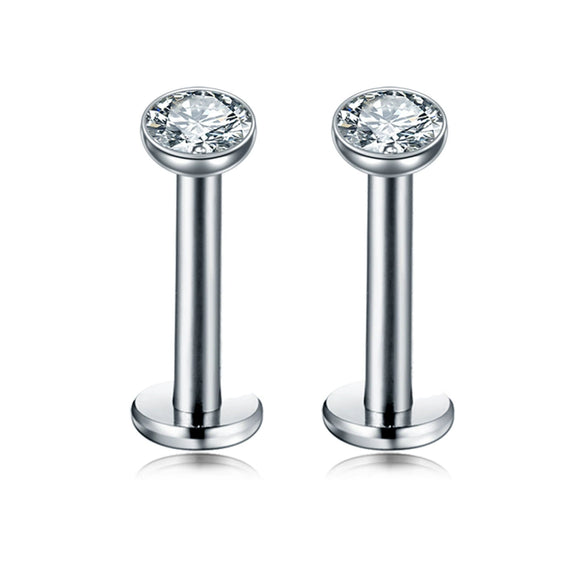 Puncture Jewelry Stainless Steel Heartshaped Lip Nail With Zircon And Electroplating Treatment