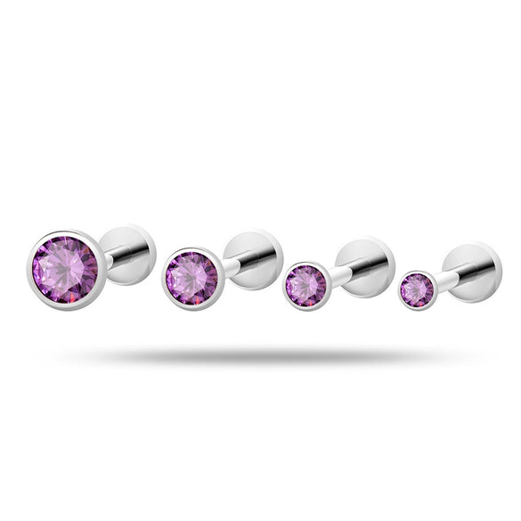 Puncture Jewelry Titanium Alloy Geometric Electroplated Zircon Lip Nail Tragium Ear Nail