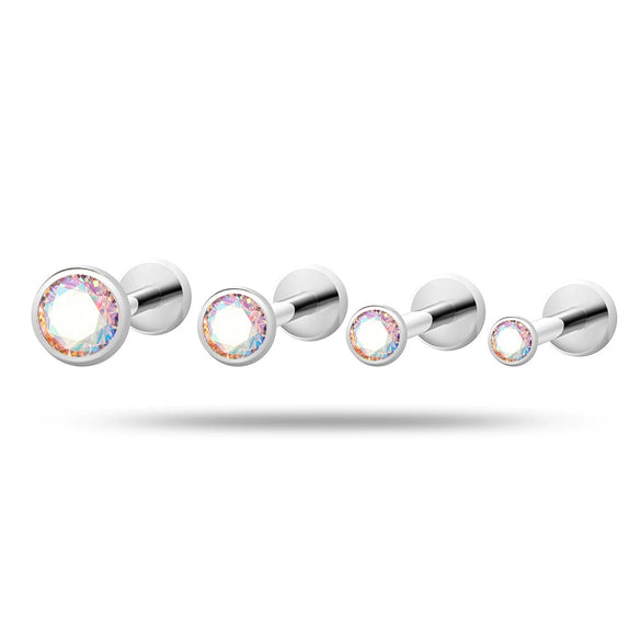 Puncture Jewelry Titanium Alloy Geometric Electroplated Zircon Lip Nail Tragium Ear Nail
