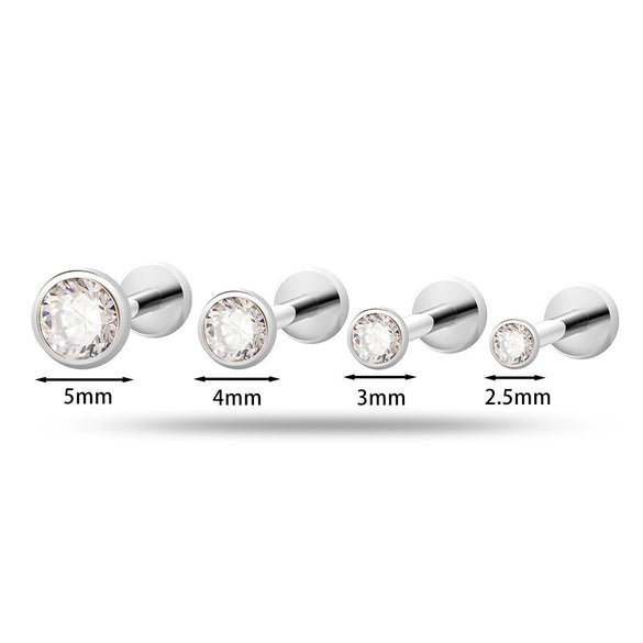 Puncture Jewelry Titanium Alloy Geometric Electroplated Zircon Lip Nail Tragium Ear Nail