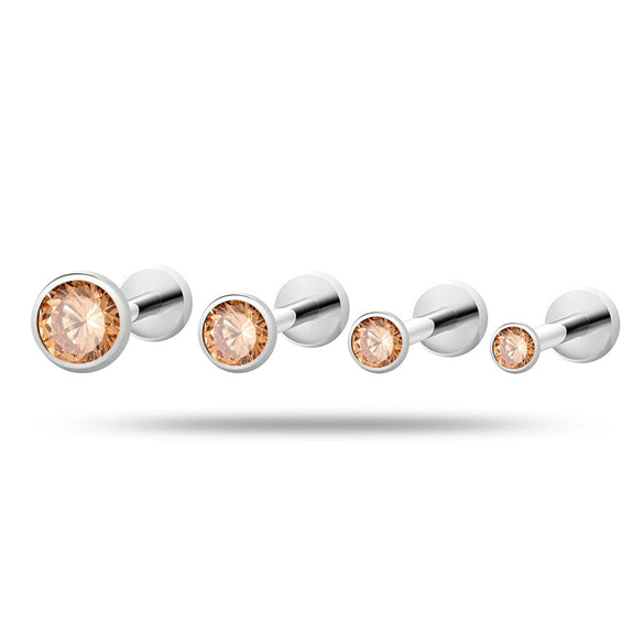 Puncture Jewelry Titanium Alloy Geometric Electroplated Zircon Lip Nail Tragium Ear Nail