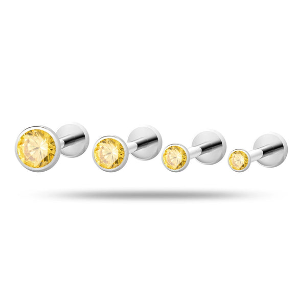 Puncture Jewelry Titanium Alloy Geometric Electroplated Zircon Lip Nail Tragium Ear Nail