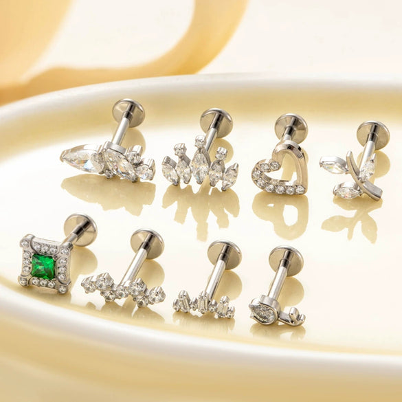 Puncture Jewelry Titanium Alloy Heart Shape Electroplated For Women